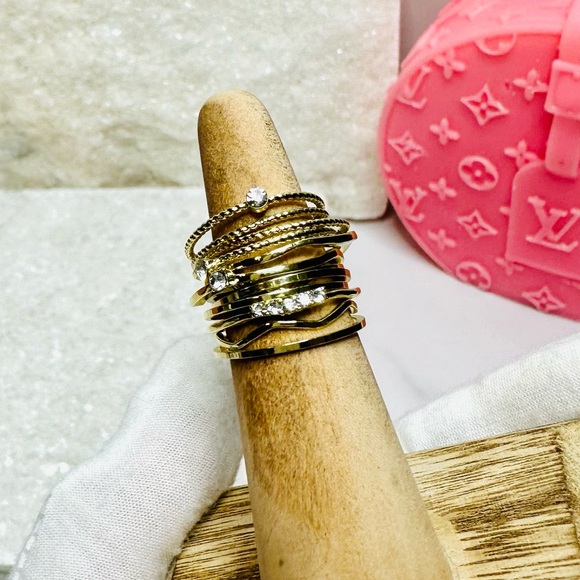 NEW! Jules Smith 14k Yellow Gold Plated Layered Stacking Ring Set - Picture 9 of 16